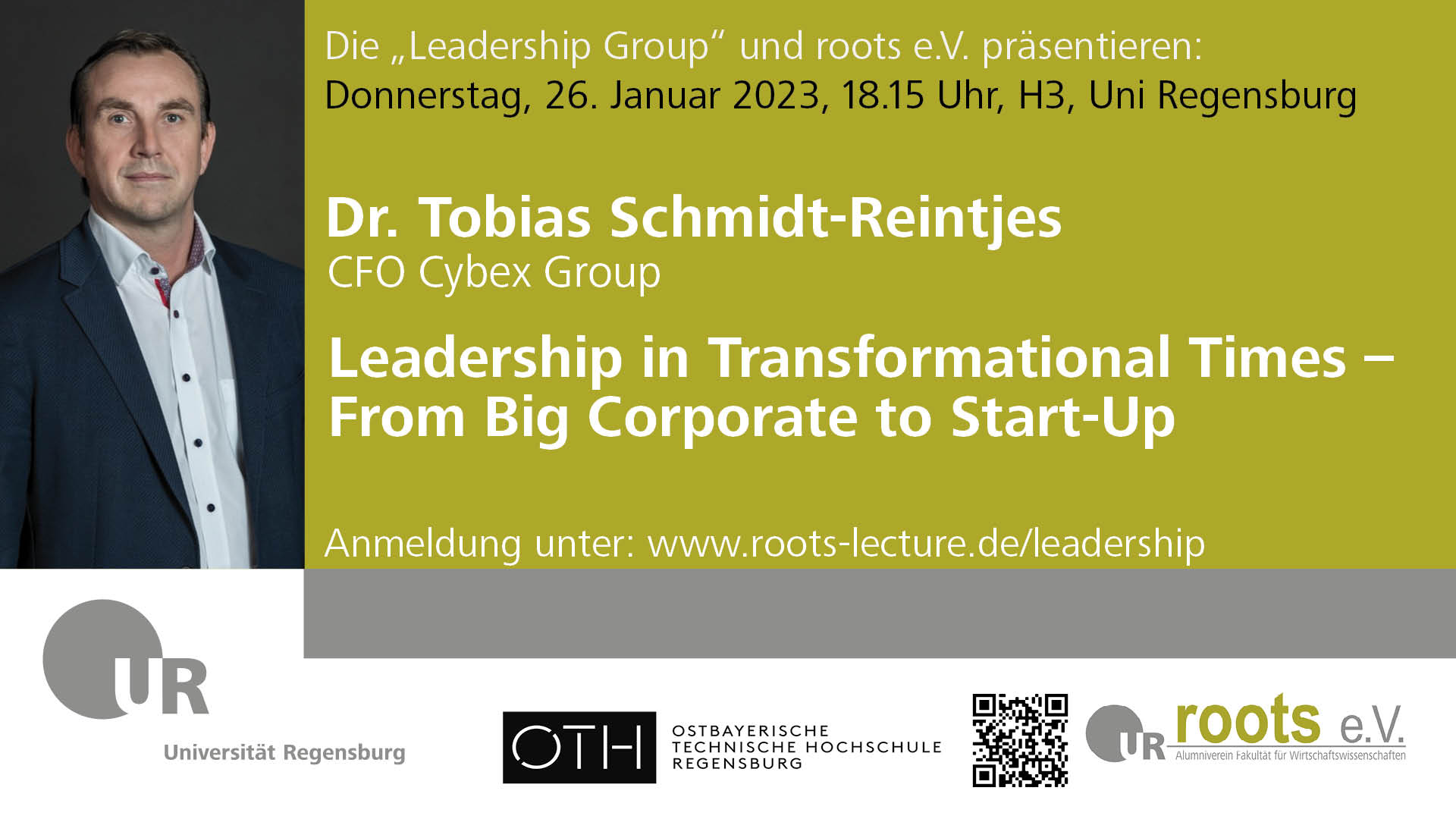 Lectures in Leadership mit Dr. Tobias Schmidt-Reintjes (CFO Cybex Group)